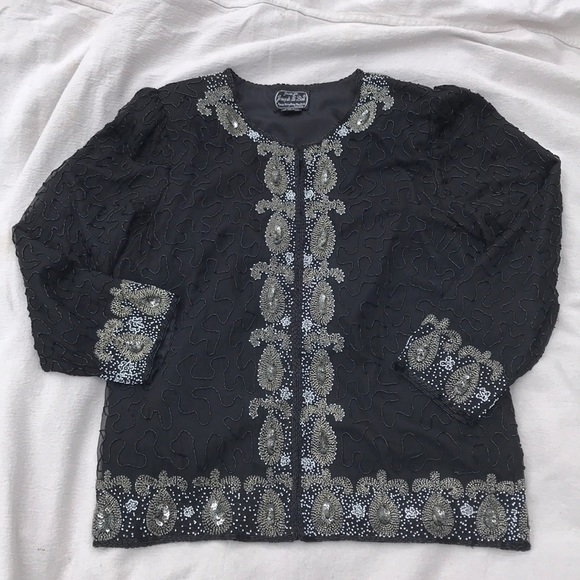 Joseph Le Bon Jackets & Blazers - 💯 Silk Black Sequined Beaded Evening Jacket M